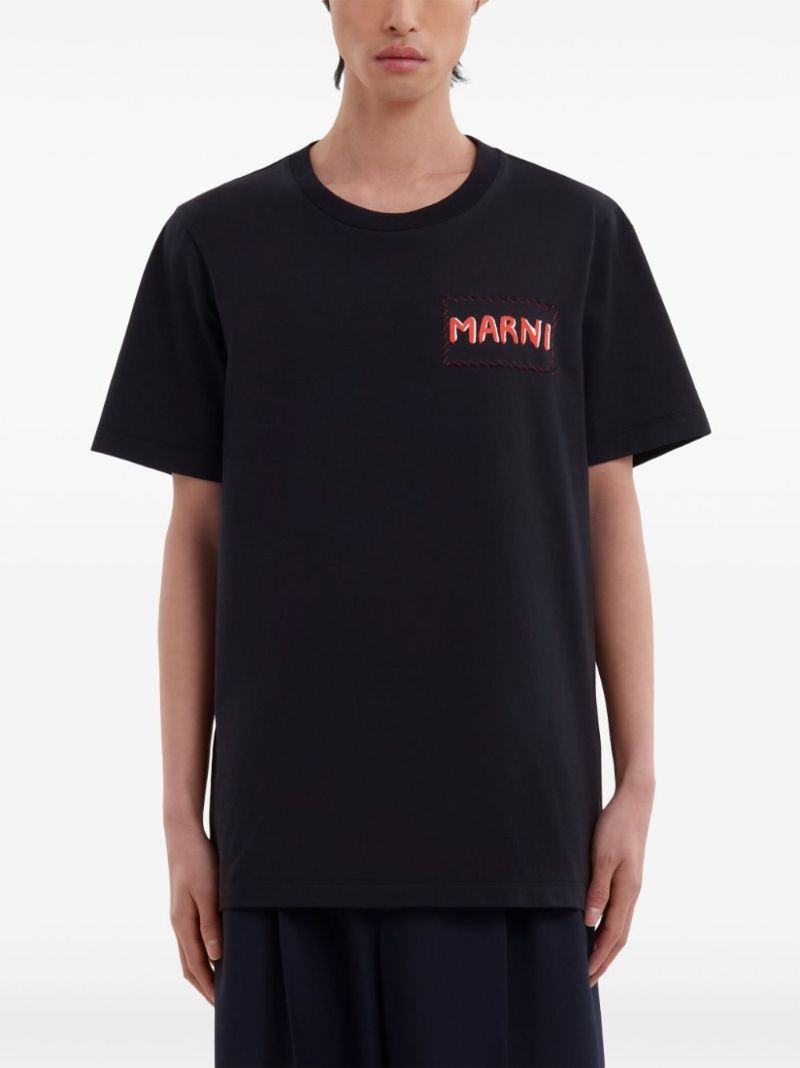 Black Logo Patch Cotton T-shirt
