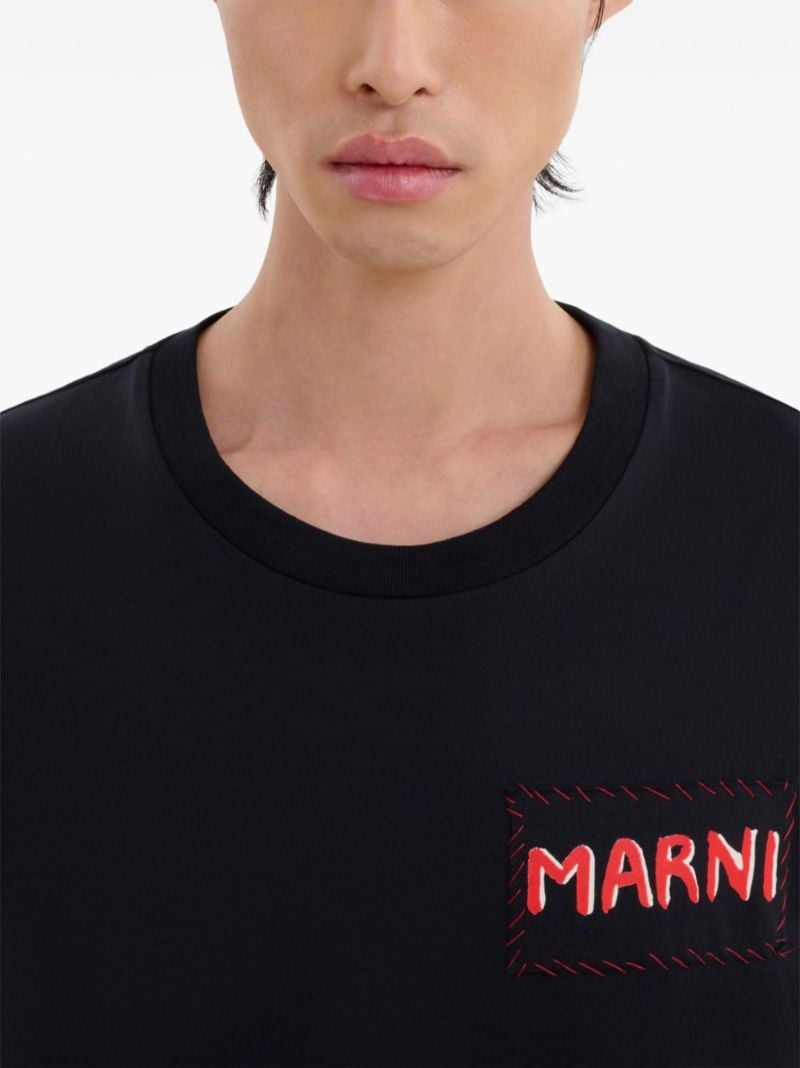 Black Logo Patch Cotton T-shirt