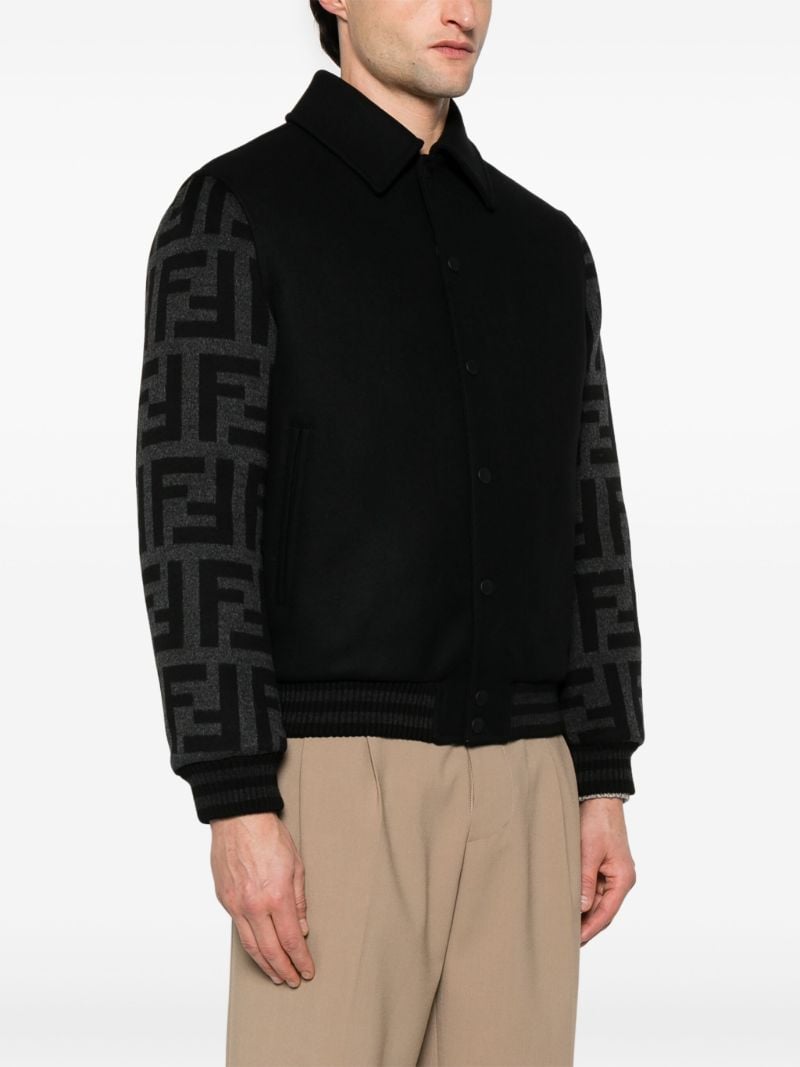 Black Ff-print Bomber Jacket
