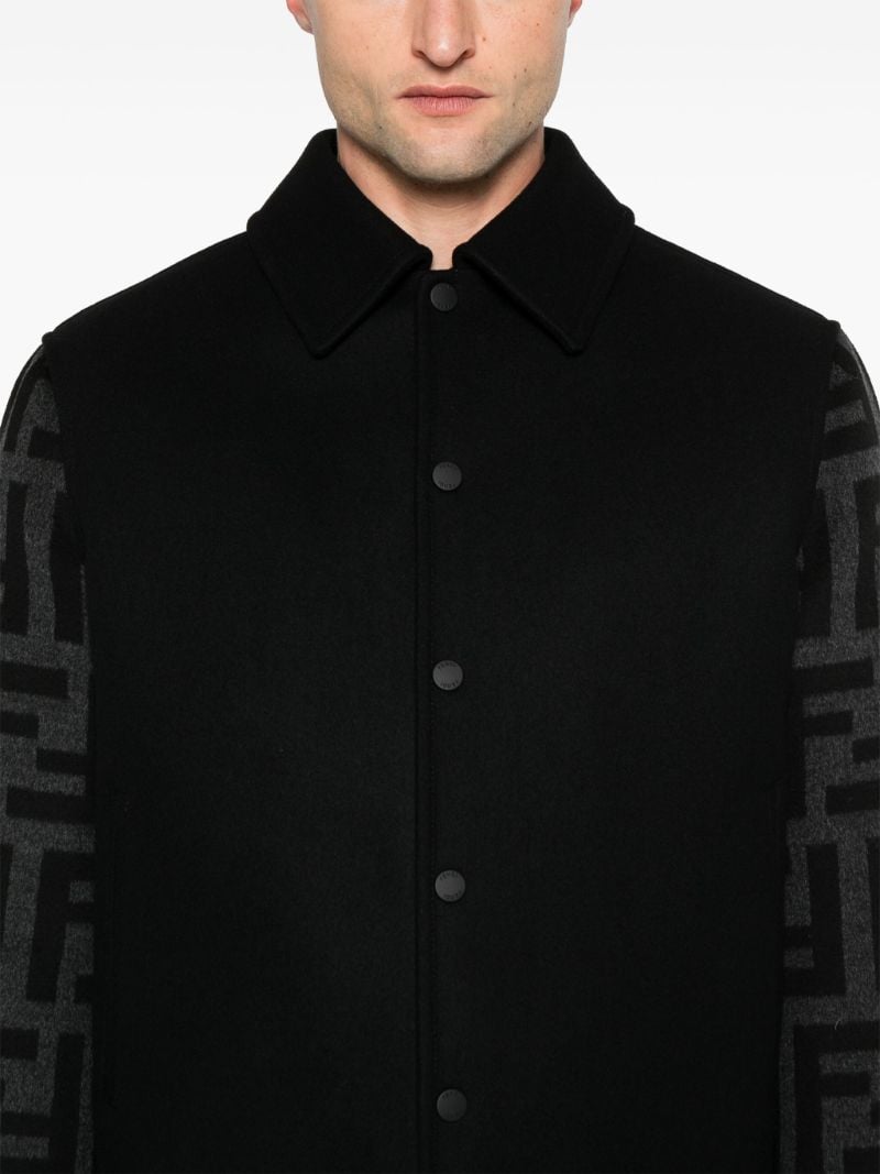 Black Ff-print Bomber Jacket