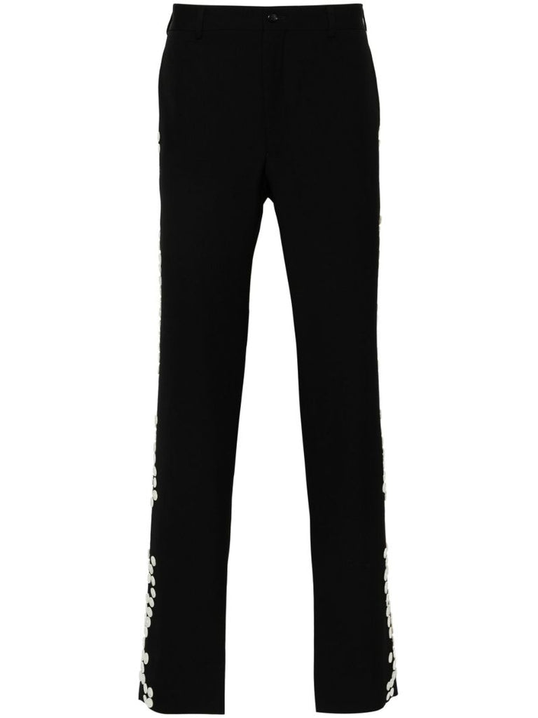 Black Button-embellished Trousers