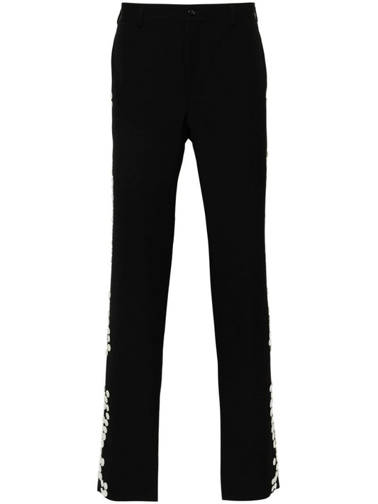 Black Button-embellished Trousers