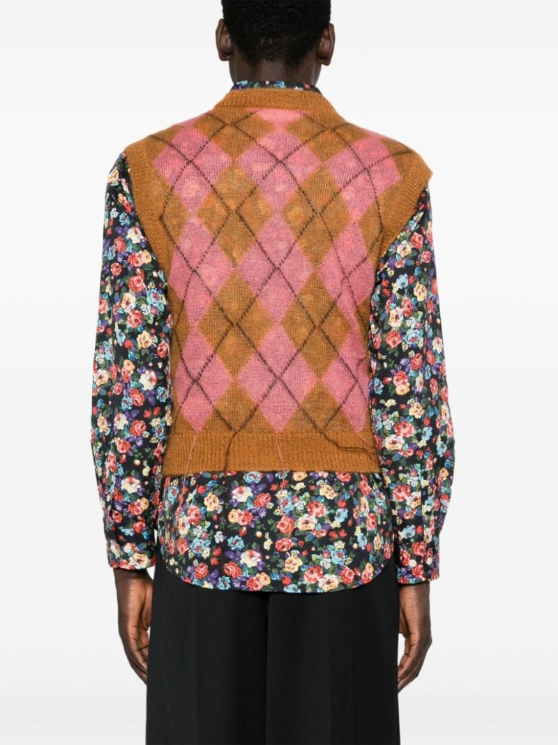 Brown Argyle-knit Vest