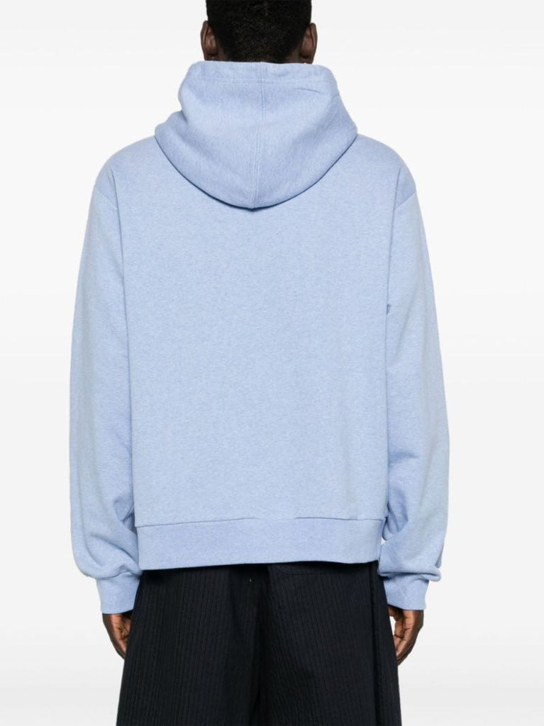 Blue Logo-applique Organic Cotton Hoodie
