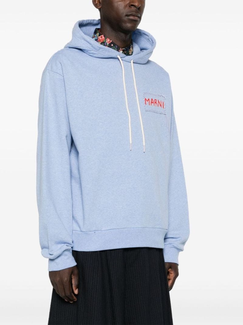 Blue Logo-applique Organic Cotton Hoodie