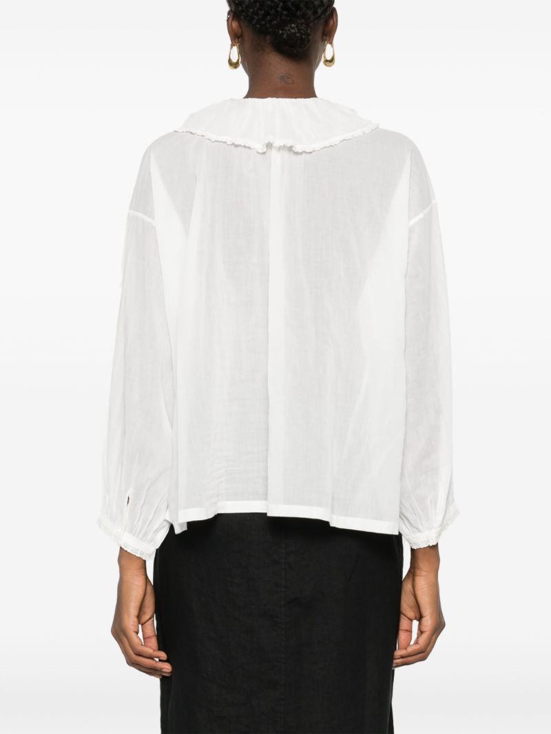 White Ruffled Organic Cotton Blouse