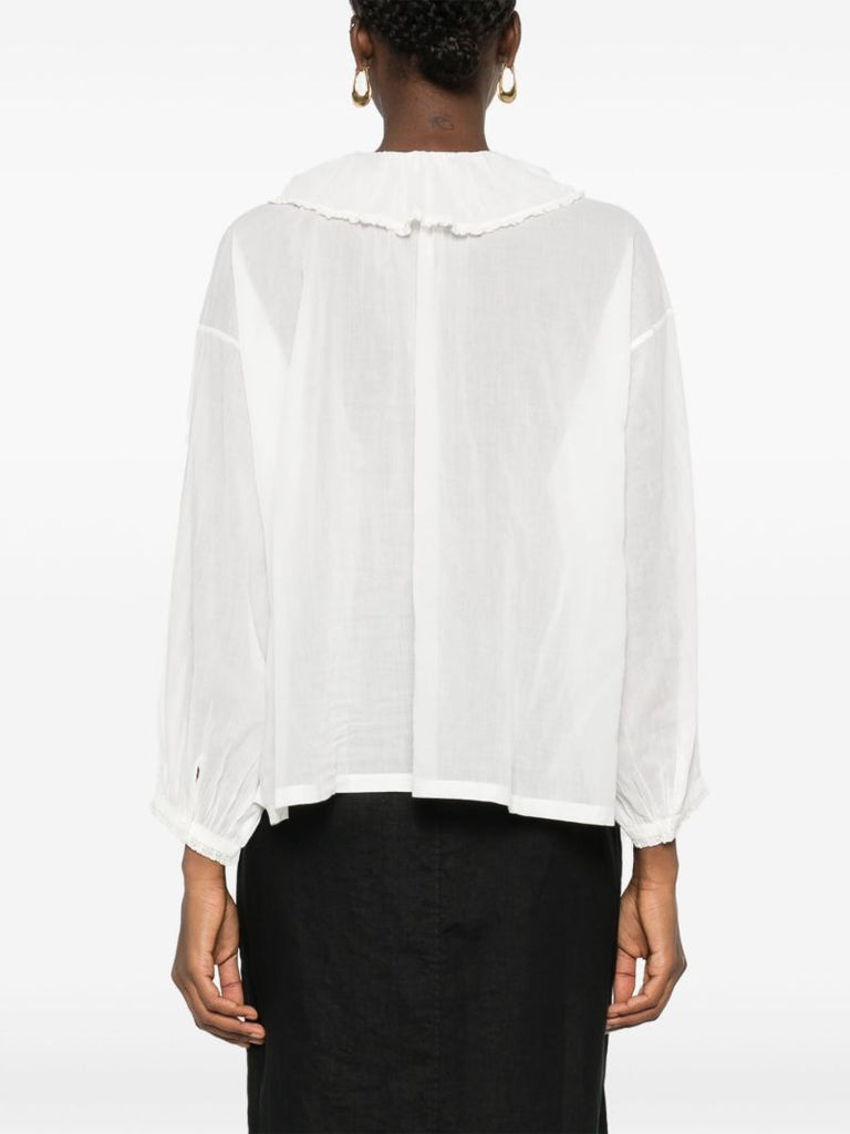 White Ruffled Organic Cotton Blouse