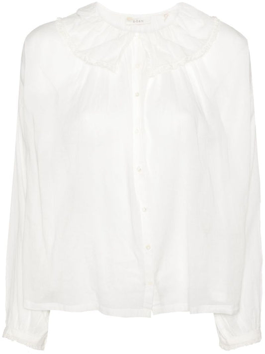 White Ruffled Organic Cotton Blouse