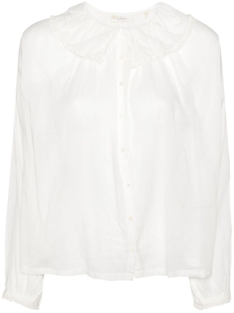 White Ruffled Organic Cotton Blouse