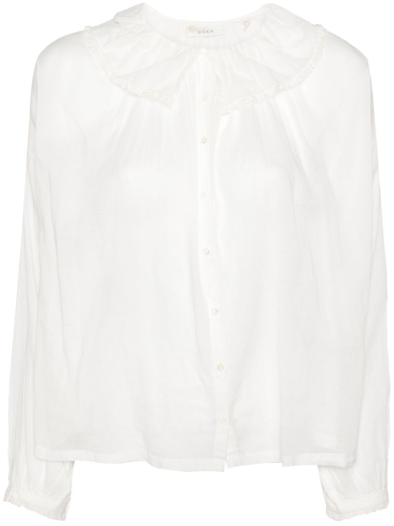 White Ruffled Organic Cotton Blouse