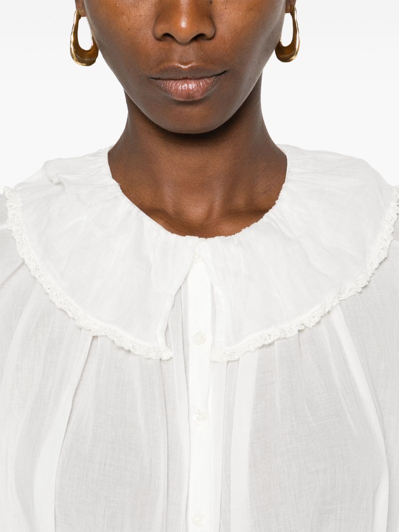 White Ruffled Organic Cotton Blouse