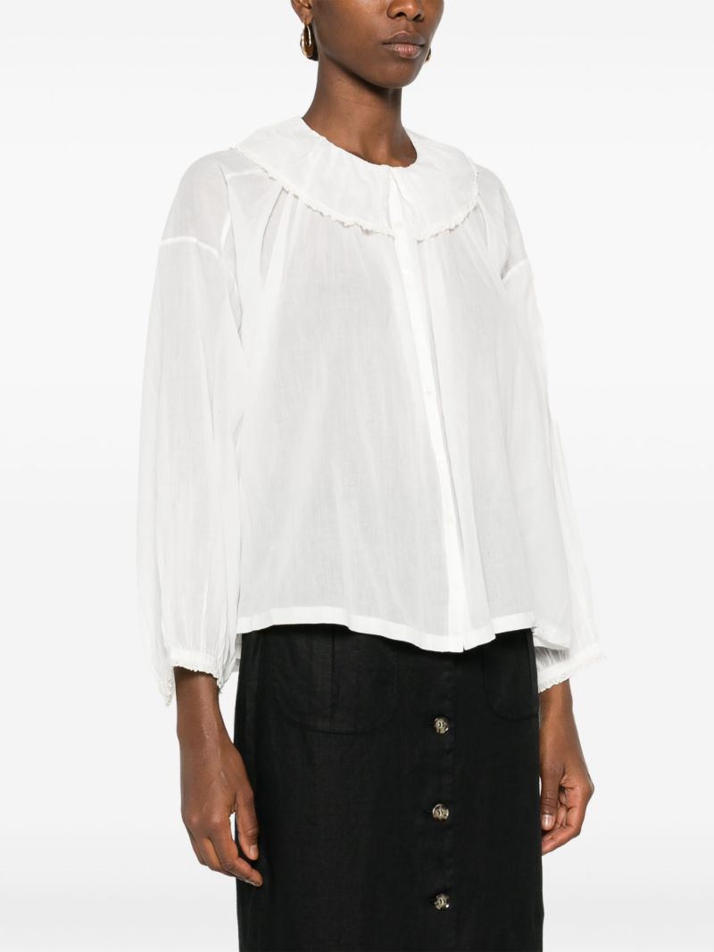White Ruffled Organic Cotton Blouse
