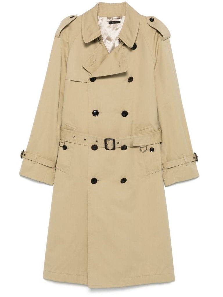 Neutral Double-breasted Trench Coat