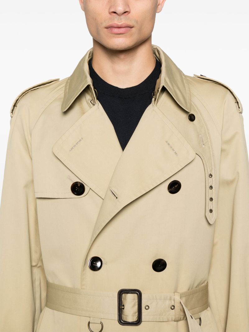 Neutral Double-breasted Trench Coat