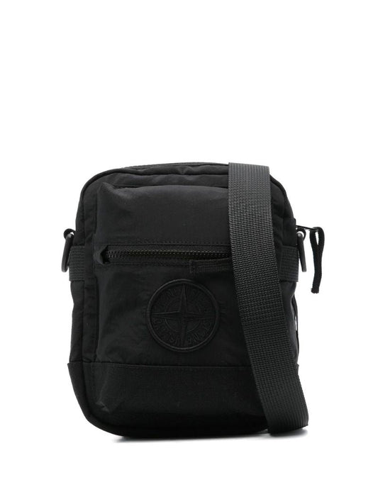 Black Compass-applique Messenger Bag