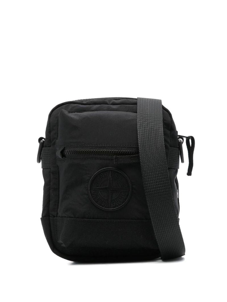 Black Compass-applique Messenger Bag