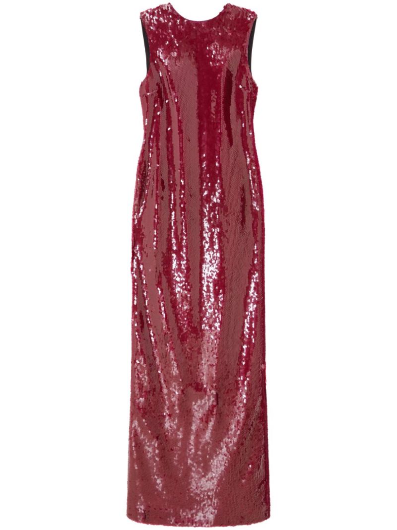 Red Sequin-embellished Sleeveless Gown