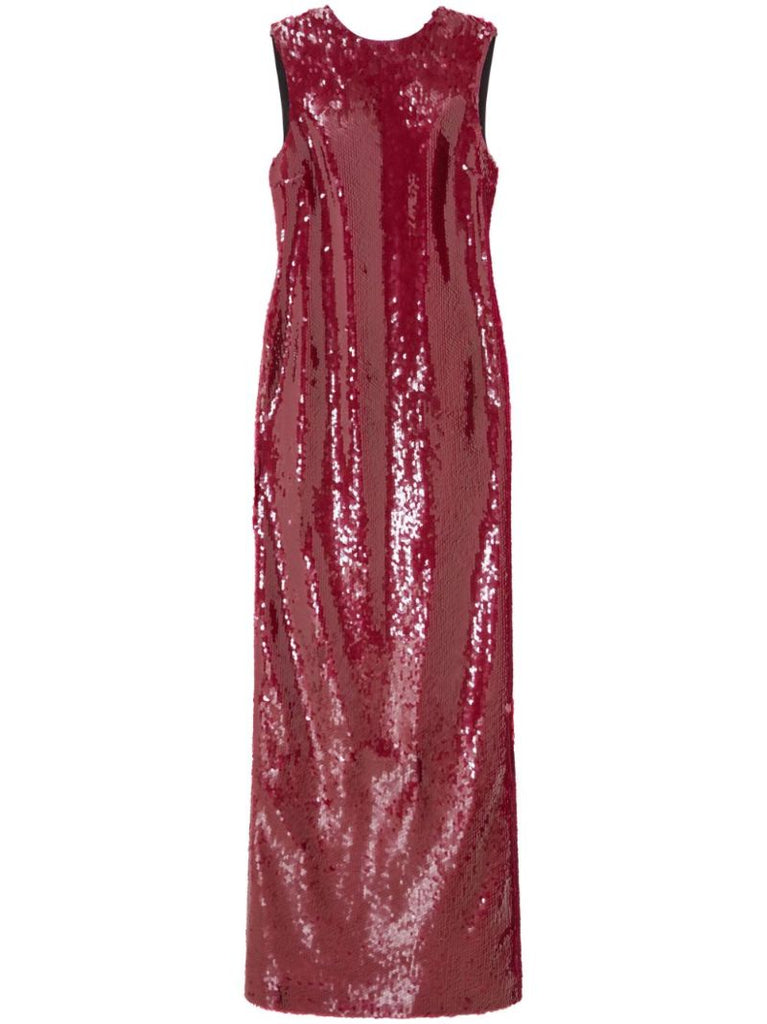 Red Sequin-embellished Sleeveless Gown