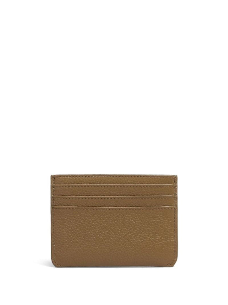 Brown Logo-embroidered Leather Card Holder