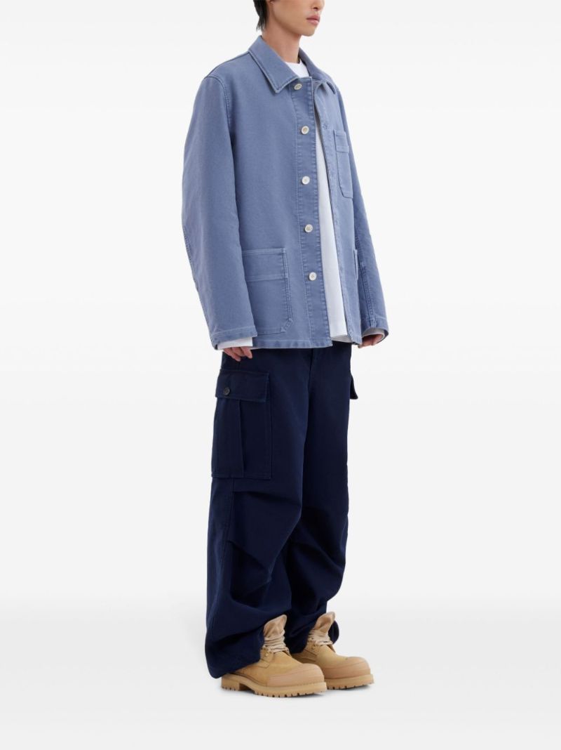 Blue Logo-applique Cotton Shirt Jacket