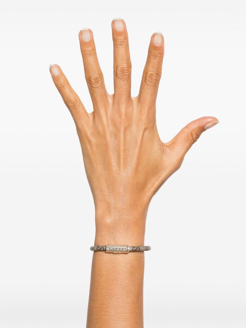 Logo-engraved Leather Bracelet