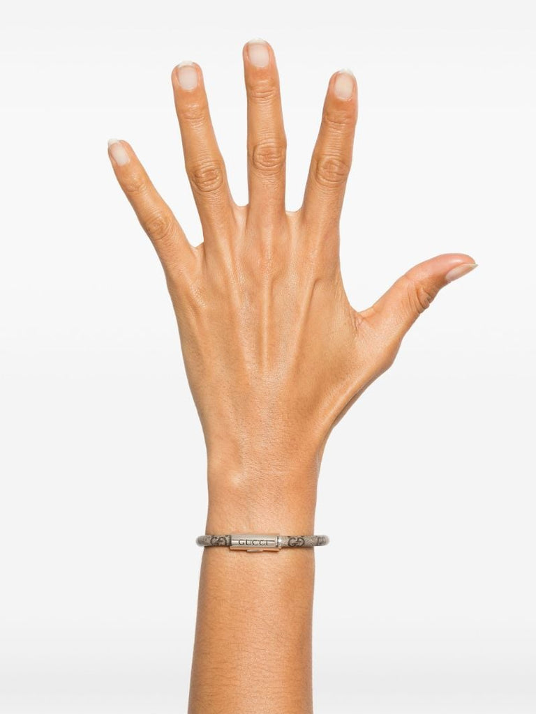 Logo-engraved Leather Bracelet