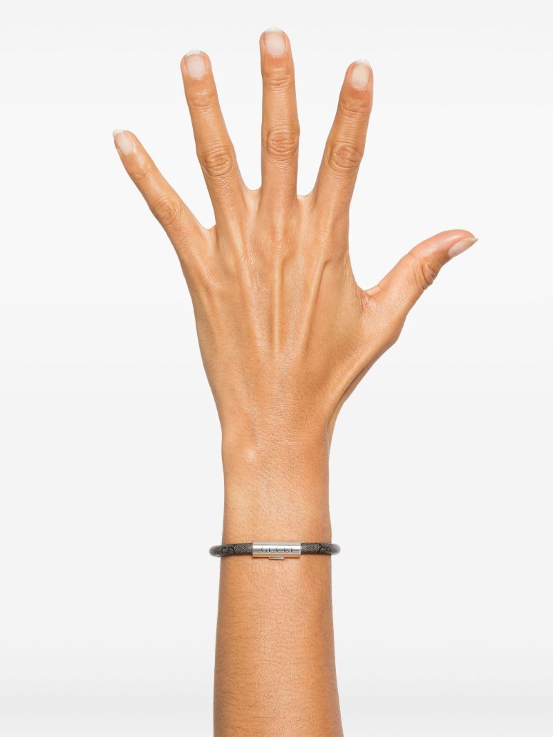 Logo-engraved Leather Bracelet