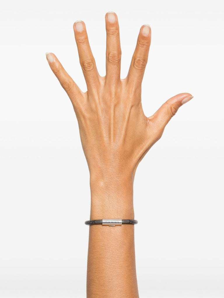 Logo-engraved Leather Bracelet
