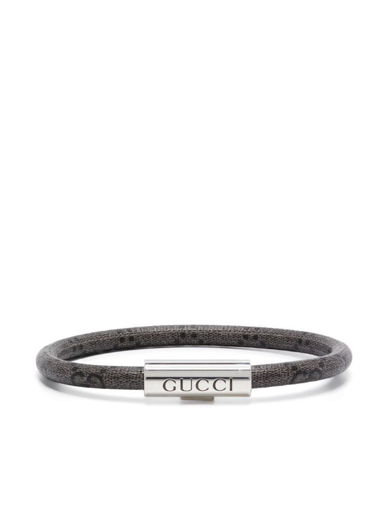 Logo-engraved Leather Bracelet