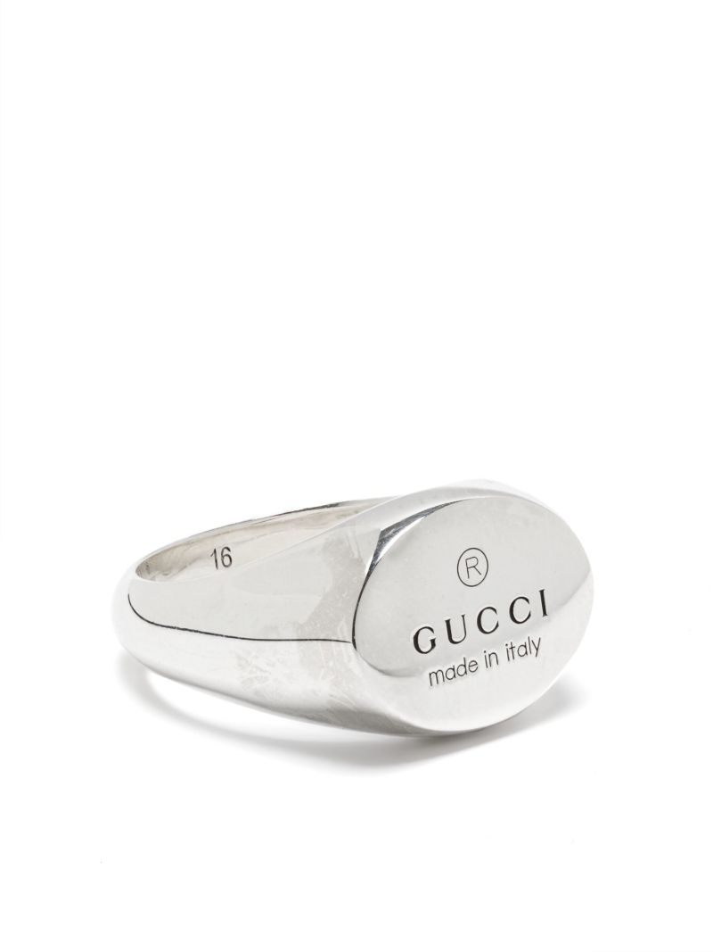 Sterling Silver Logo-engraved Signet Ring