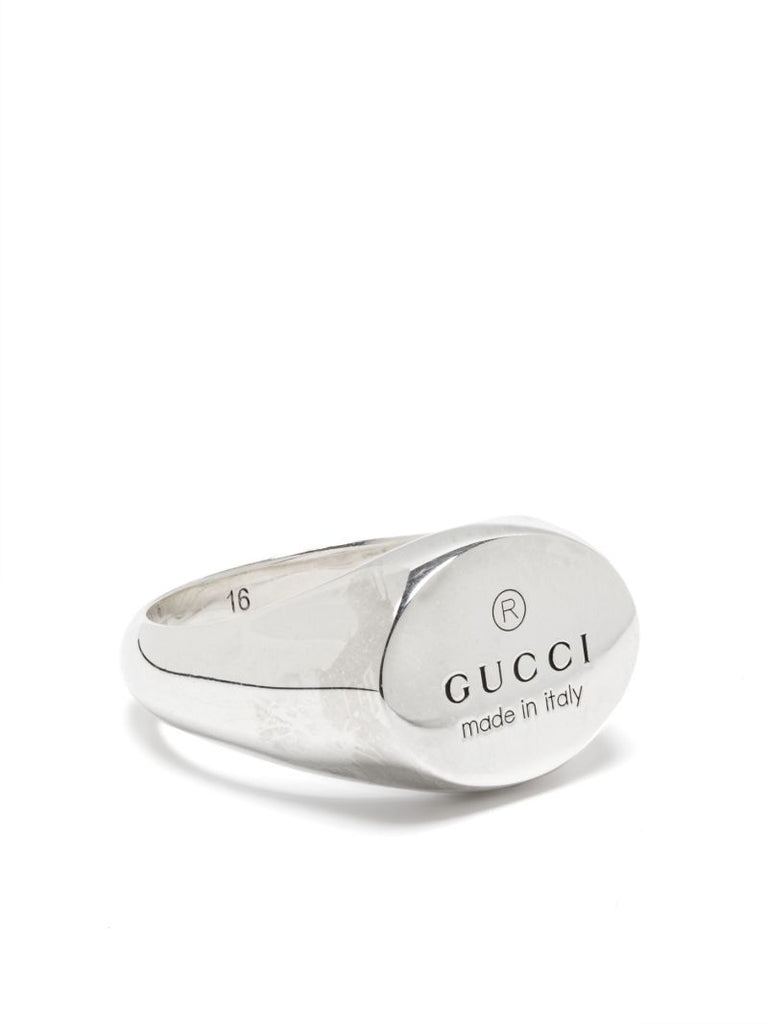 Sterling Silver Logo-engraved Signet Ring