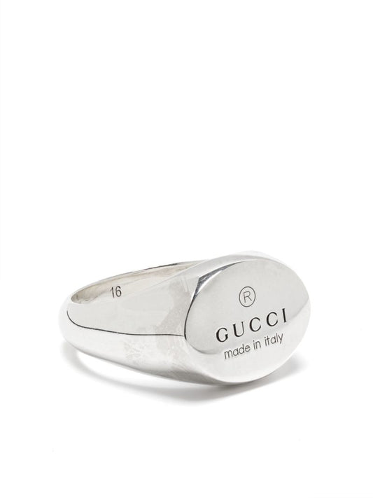 Sterling Silver Logo-engraved Signet Ring