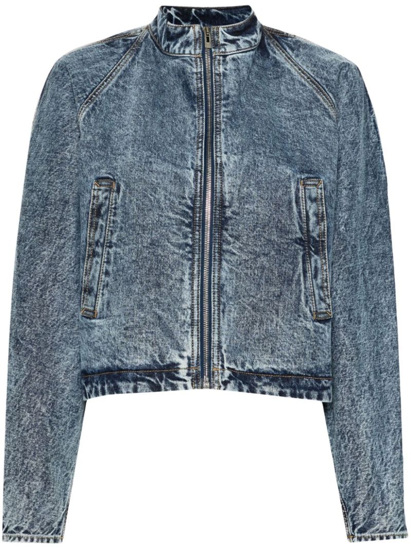 Blue Collarless Denim Jacket
