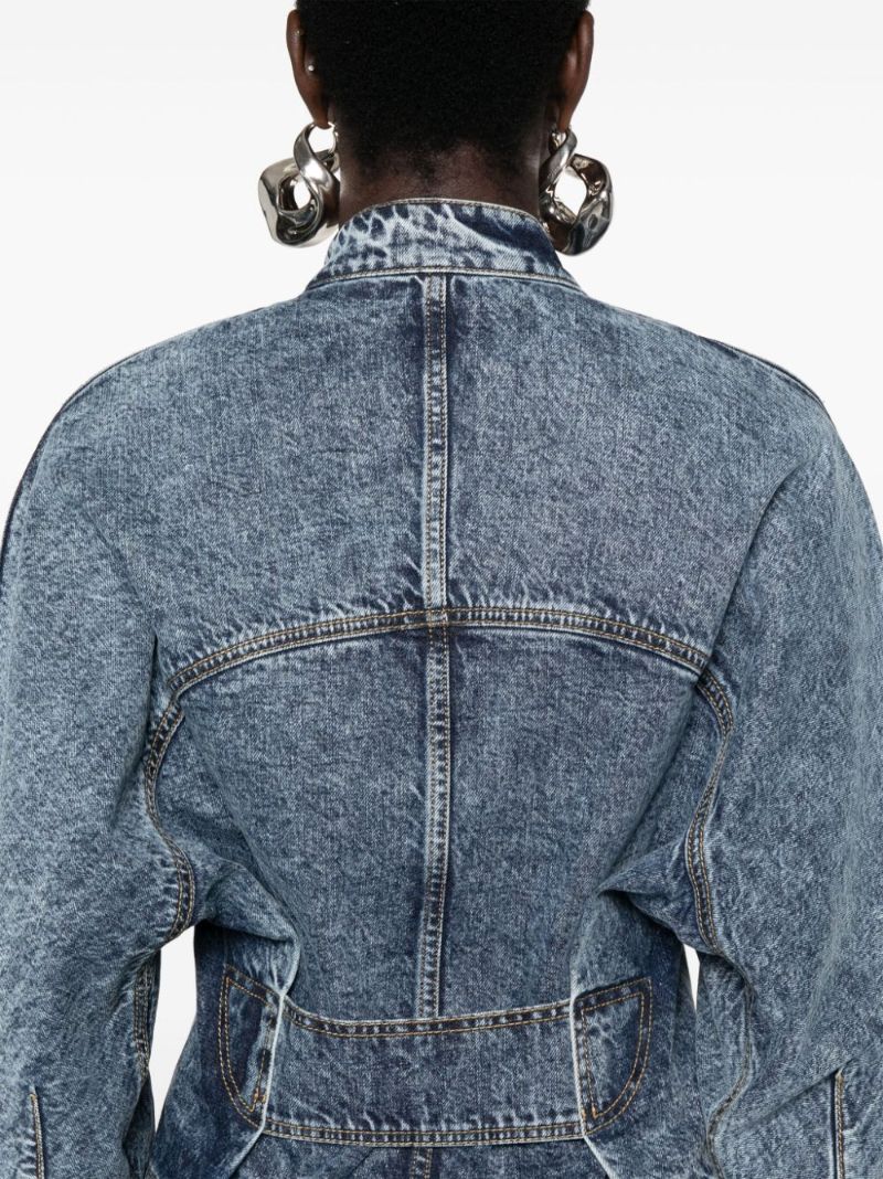 Blue Collarless Denim Jacket