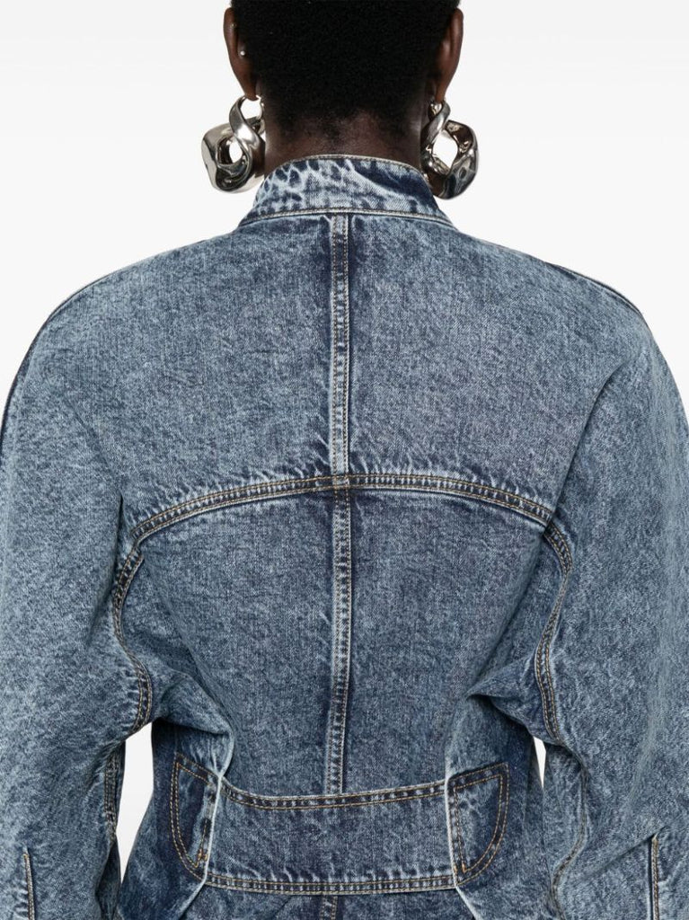 Blue Collarless Denim Jacket