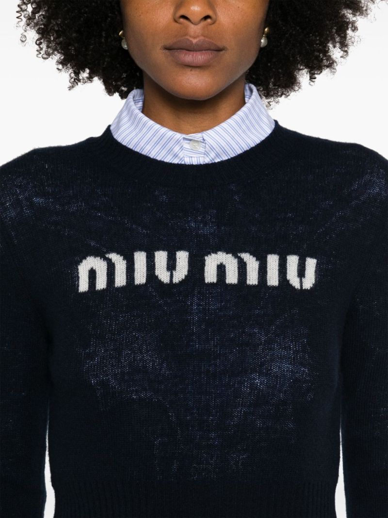 Logo-intarsia Cropped Jumper