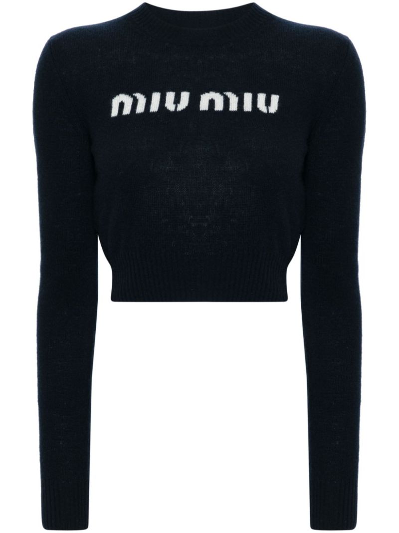 Logo-intarsia Cropped Jumper