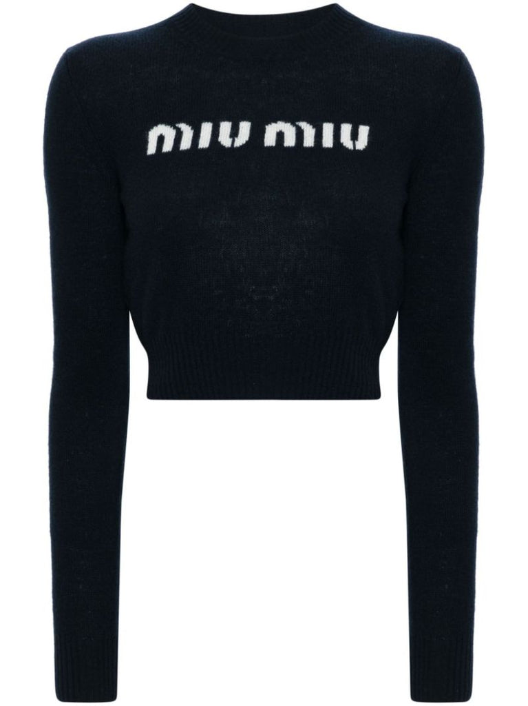 Logo-intarsia Cropped Jumper