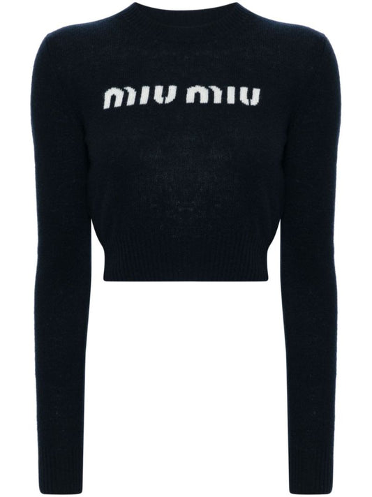 Logo-intarsia Cropped Jumper