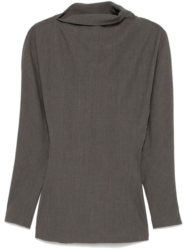 Draped-neck T-shirt