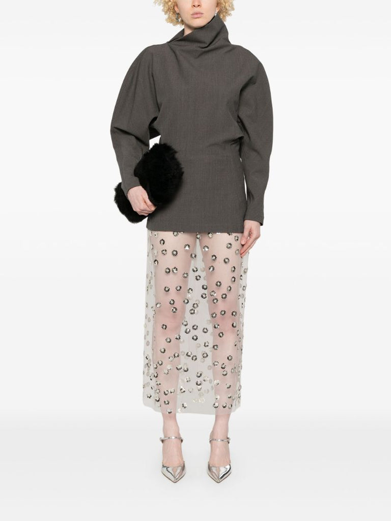 Draped-neck T-shirt