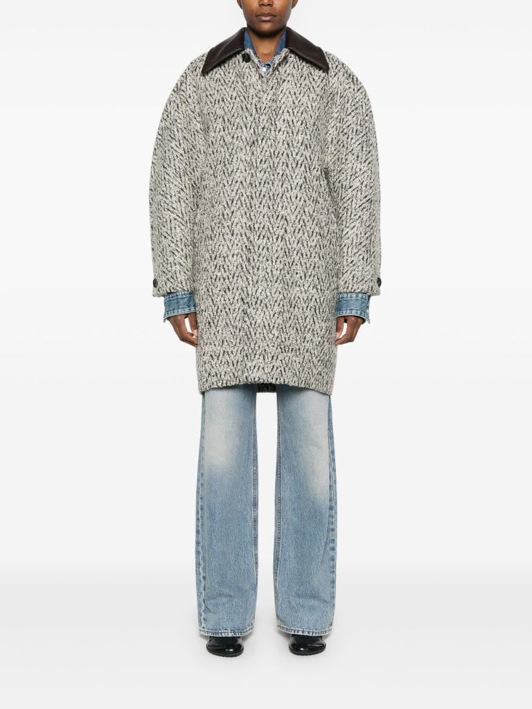 Contrasting Collar Coat