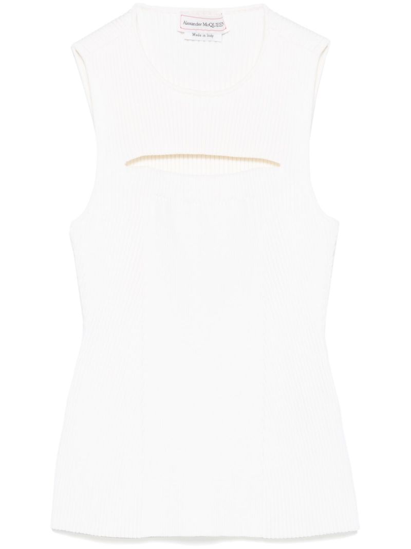 Slashed Ribbed Knitted Top