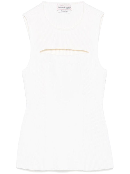Slashed Ribbed Knitted Top