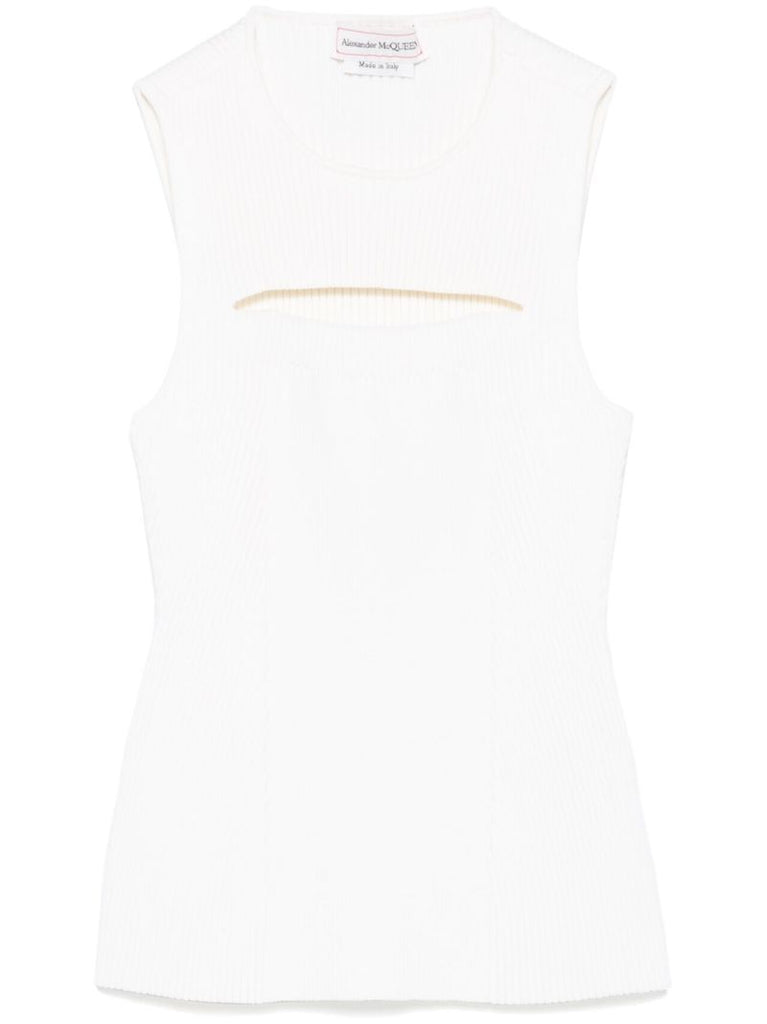 Slashed Ribbed Knitted Top