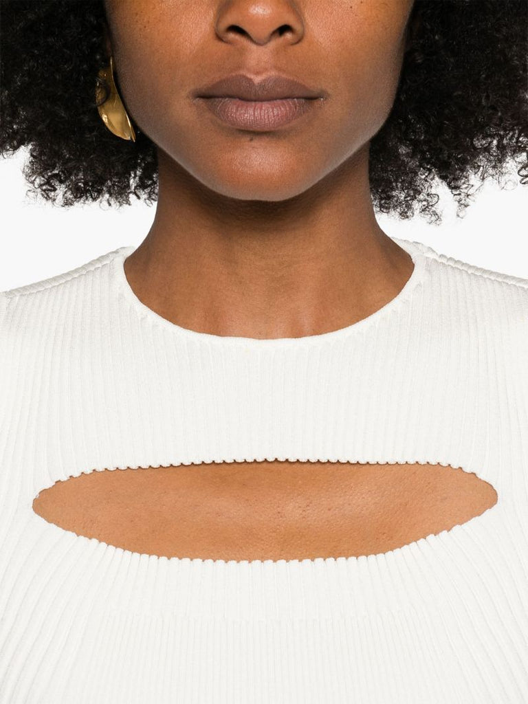 Slashed Ribbed Knitted Top