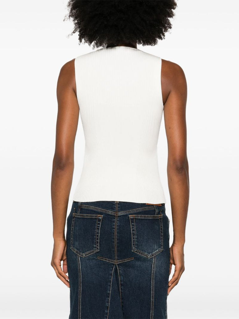 Slashed Ribbed Knitted Top
