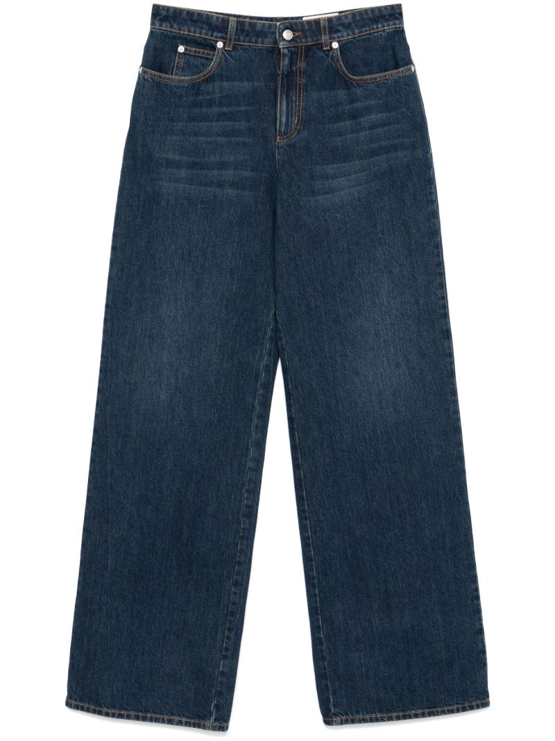 Whiskered Wide-leg Jeans