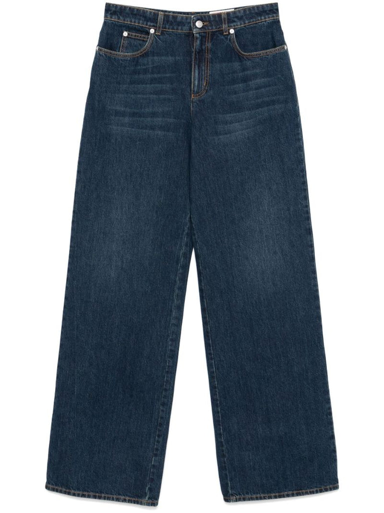 Whiskered Wide-leg Jeans