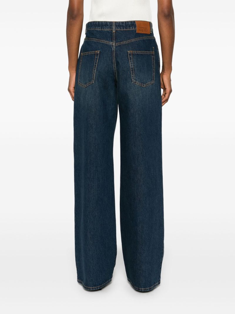 Whiskered Wide-leg Jeans